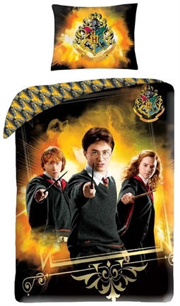 Harry Potter sengetøj - 150x210 cm - Harry, Ron og Hermione - Vendbar dynebetræk - 100% bomulds sengesæt